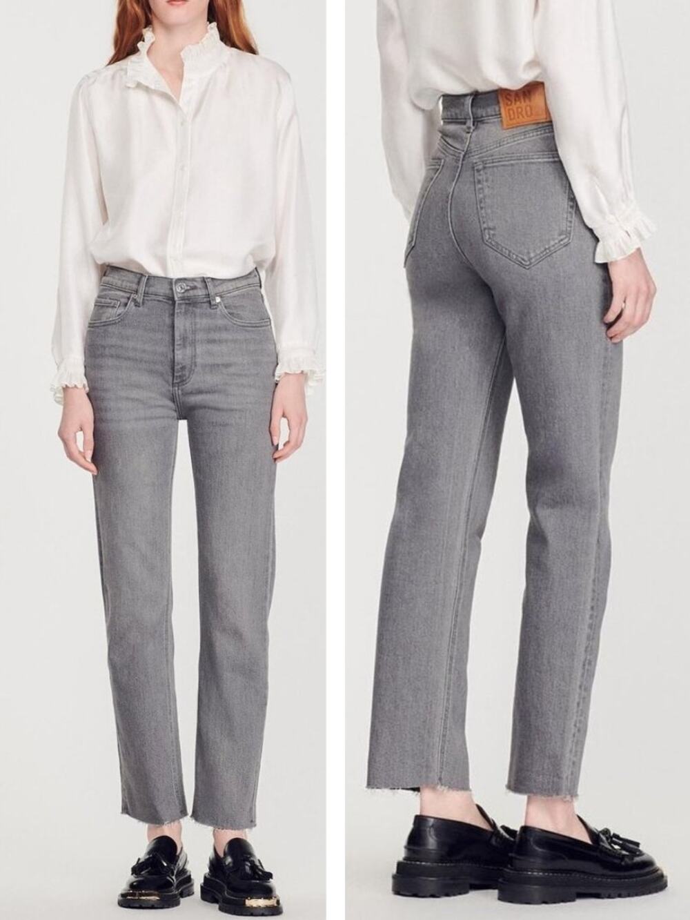 SANDRO Straight Leg Stretch Jean Size 28 Fray Hem